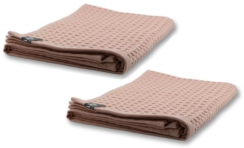 AGA.PIE 2er Set Bambus Lyocell Gästehandtücher - Puder, 30x50 cm, Bio Oeko-Tex 100, GOTS Zertifiziert, mit Bio Baumwolle, Nachhaltig, Waffelpique, 2 Stück