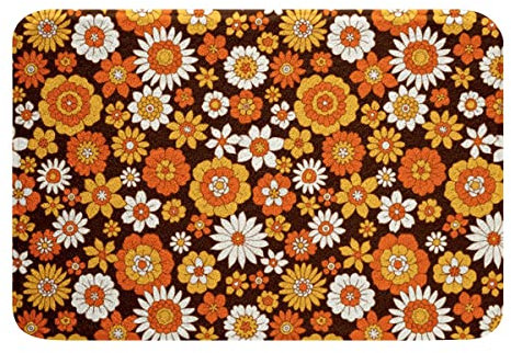Fußmatte Groovige Flower Power Für 60Er Und 70Er Jahre Retro Flower Vintage Colorful Flowers Power Türmatte Mode Badezimmerteppich Waschbar Duschvorleger Für Dusche Schlafzimmer Küche 40x60cm