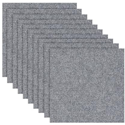 FOGARI Selbstklebende Teppichfliesen,10 Stück Teppichfliesen 30x30cm selbstliegend,Teppichboden, Teppich Fliesen,strapazierfähiger Teppich Bodenbelag mit hochwertigem Schlingenflor für Haus & Büro