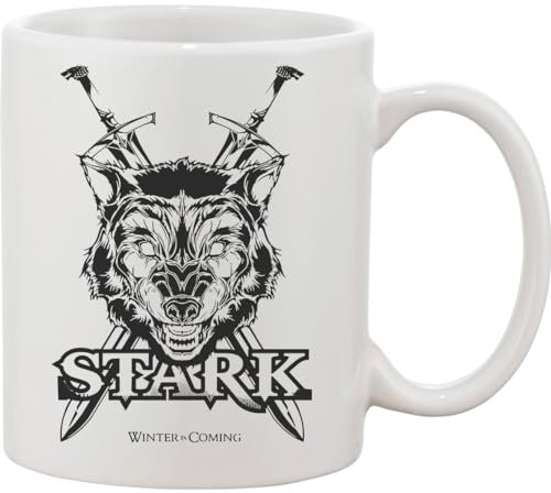 Functon+ Starks Emblem mit Wolf Winter is Coming Keramik Tasse weiß