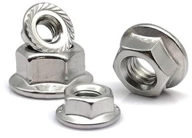 SINEKY 10 pz Mano Sinistra Filettatura M4 M5 M6 M8 M10 M12 in Acciaio Inox 304 Rotazione Inversa Esagonale Esagonale Seghettato Blocco Spinlock Flangia Dado(Size:10pcs M4)