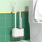 Michear Toilet Brush,Silicone Toilet Brush Flexible Bristles,Toilet Deep Cleaner Set with Ventilated Holder and Base Standing & Wall Mounted Toilet Bowl Brush (White)