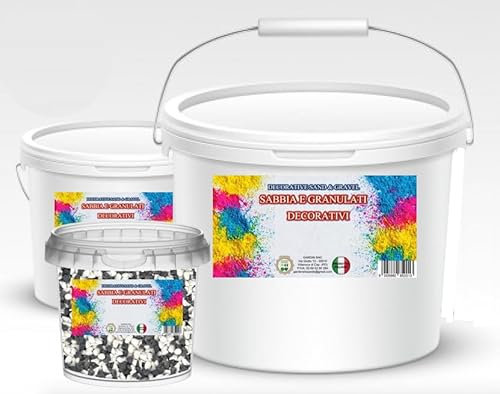 Sassi Decorativi per Vasi 0,8-1,2 cm Ciottoli per Giardino Assortiti – Granulato di Marmo per Piante, Paesaggistica, Casa e Giardini - Pietre Acquario (BIANCO-NERO, 5 Kg)
