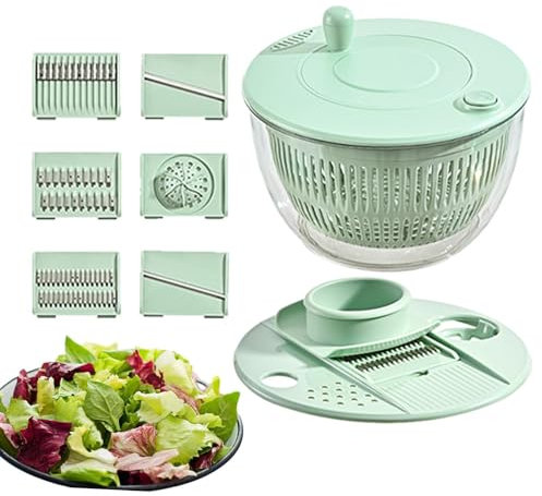 Vegetable Chopper Salad Spinner - Pump Salad Spinner Large - Washer Dryer Countertop | Vegetable Dryer Grater Slicer, Pump Spinner, Multipurpose Kitchen Gadget, Pasta and French Fries Spinner,