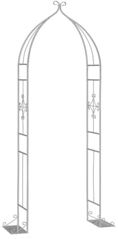 Iron Garden Arch Trellis for Climbing Vines,Lawn,Patio,Rose Arched Pergola for Outdoor Decorative with Base,Use All Year Round-White