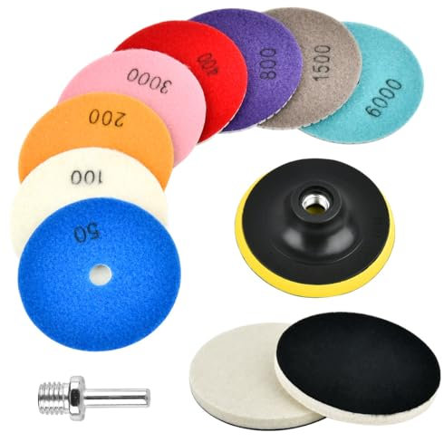 TIMESETL 4 inch 100mm Diamond Grinding Blades 11pcs,Diamond Polishing Pads,Stone Polishing Kit,Tile Polishing Pads,Diamond Polishing Pads for Grinder,Diamond Hand Polishing Pads,Marble Polishing Pads
