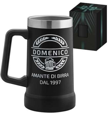 Maverton Boccale birra termico da camping - Tazza personalizzata per campeggio - Idee regalo uomo compleanno - Acciaio Inox 700ml - Regali uomo - Campeggio accessori utili - Regalo amante di birre