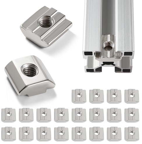 Lyeteung 20 PCS 30 Series M6 T Slot Nut, T-Track Sliding Nuts, T-Slot Hammer Head Nut, for 8 mm Slot 3030 3060 6060 Aluminum Extrusion Profile