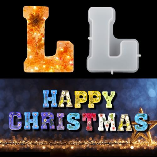 EPODA Silikonform Buchstaben Groß, 6 Zoll Silikonform L, Epoxidharz Formen Buchstaben Groß, Silikon Buchstaben Form Groß, Silikonform Epoxidharz Buchstaben Groß