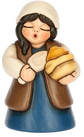 THUN, Venditrice di Spezie Blu in Ceramica di Alta Qualità, Collezione Presepe Classico, Statuine per Presepe di Natale da Collezione, 4,9 x 4,6 x 7,9 cm