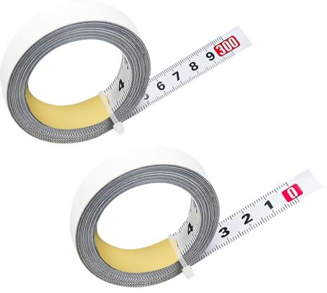 2 Stück Maßband Selbstklebend,Selbstklebendes Maßband 3m,Selbstklebendes Kohlenstoffstahl Skalenbandmaß für Vermessung Werkbänke Zimmerei Tische(Metrisches,1 x Links nach Rechts,1 x Rechts nach Links)