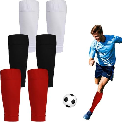 3 Paar Fußball Stutzen Ohne Socken Fußball Tubes Sportsocken Trainingssocke Fußballstutzen für Kinder Erwachsener (DE/NL/SE/PL, Alphanumerisch, Einheitsgröße, Regular, Regular, schwarz, weiß & rot)