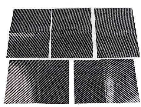 equlup RC-Wrap-Aufkleber, 5 Stück, PVC-RC-Car-Wrap-Folie im Kohlefaser-Stil, wasserdichter RC-Car-Karosserieaufkleber für Karosserie, Motorhaube, Fernbedienung
