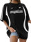 Xnova Oversized T Shirts for Women Graphic Tee, Loose Fit Crew Neck Summer Tops Patchwork Short Sleeve, Casual Vintage Baggy Cotton Tee Tops Basic Ladies Streetwear Sweatshirts (Black, L)