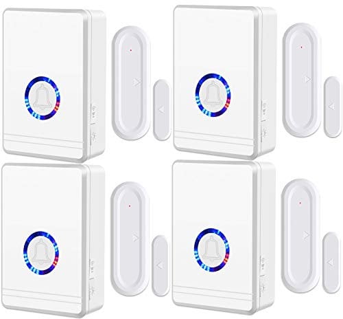 NineLeaf Tür Fenster Sensor, Türsensor Home Alarmanlage, Türalarm Fensteralarm 200M/600FT Reichweite 48 Melodien auf 5 Volumes Tür Laden Haus Büro Fensterkontakt 4 Empfänger 4 Magnetischer Sensor