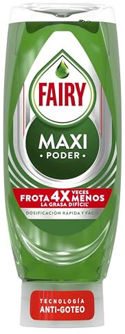 Fairy Maxi Poder Líquido Lavavajillas 545ml, Limpieza Fácil Y Sin Esfuerzo Incluso En Las Ollas Y Sartenes Más Grasientas