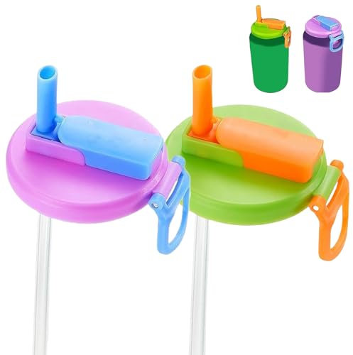 2 Pcs Can Covers with Straws, Soda Can Lids,Reusable Toppers for Fizzy Drinks Juice Beer Canned Beverages