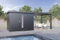 Finnhaus Wolff Metall-Gerätehaus Thorin 6024 Anthrazit Gerätehaus aus Metall in Anthrazitgrau, Geräteschrank inklusive Terrasse inklusive Schleppdach Gartenhaus