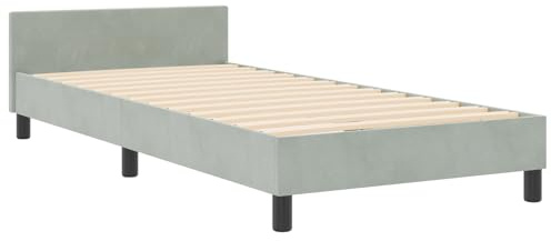 vidaXL Bettgestell mit Kopfteil Hellgrau 100 x 200 cm Samt, Modernes Schlafzimmer, Samt Bettgestell, stylisches Schlafen, minimalistisches Design, entspannende Möbel