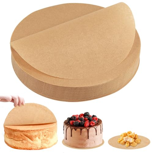 150 Stück Backpapier Rund, Runde Antihaft-Backpapier, Rundes Bbq Papier, Ø 30cmBackpapier Rund, Hitzebeständig, für Heißluftfritteuse, Pizza, Ofen, Luftfritteuse, Bratpfanne, Grill, BBQ, Braun