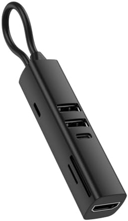 Huudngeje USB 3.0 HDTV USB C HUB 4K 30Hz Video 7 in 1 Multi-Ports SD TF Card Slot Reader PD 100W Charging for PC/Laptops BLACK