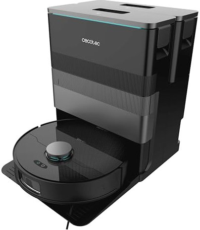 Cecotec Robot Aspirador y Friegasuelos con Base Autovaciado e IA Conga X70. Motor de Succión 15000Pa, Base 4 en 1, Tecnología Láser, Mopas Giratorias, Cepillo Lateral, App y Bluethooth