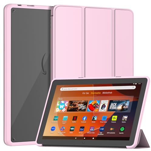 Smart Hülle für 10,1 Zoll Tablets, Nicht für Onn iPad 10,1 Zoll, Patamiyar Schlanke Leichte Dreifach Faltbare StandHhülle mit Auto Schlafen/Aufwachen - Hellrosa