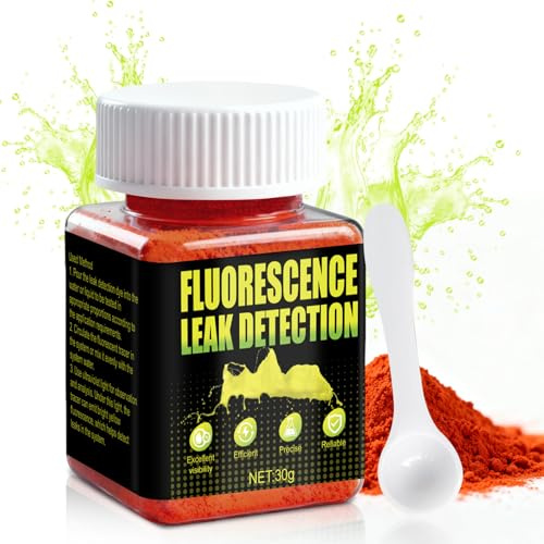 Fluoresceína, Tinta Fuga Piscina, Detector Fugas Piscina, Alta Detección | Detector Fluorescente, Piscinas, Spas, Tuberías, Techos y Aire Acondicionado Coche, Amarillo, 30g