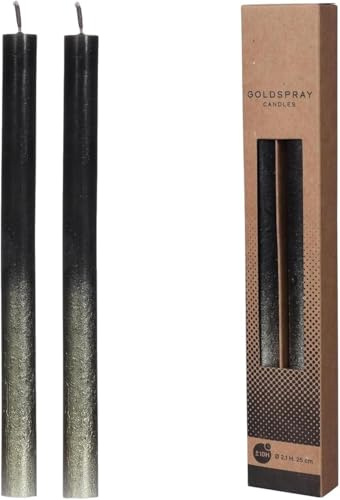 Konische Kerzen mit metallischem goldenem Glitzer, 2er Set Glitzer Dekokerzen, Geburtstag, Weihnachten, Jahrestag (Schwarz)