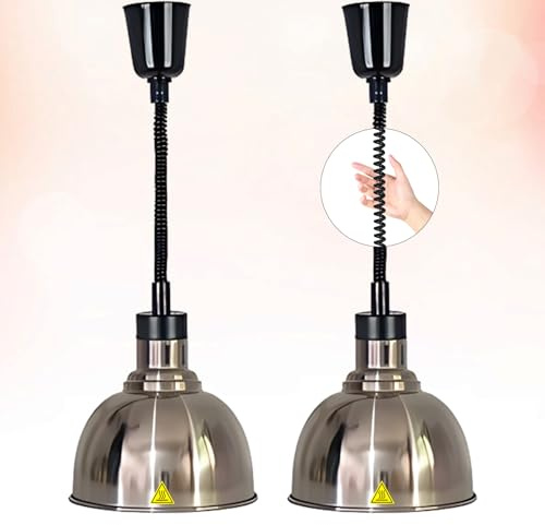 Aocay Lampe Chauffante Cuisine Professionnelle, 60-180cm Hauteur Réglable | Lampe Chauffe Plat Cuisine Restaurant Suspendu, 250W Lampe Chauffante Alimentaire Restaurant, Buffet, 19 cm/25 cm Diamètre