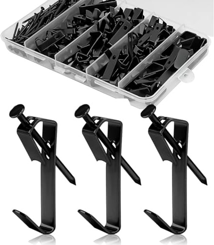 Heavy Duty Picture Hooks, 30LB Picture Hanging Hooks for Hard Walls Photo Hooks Picture Hanging Kit Frame Heavy Hanger with Nails (Black)