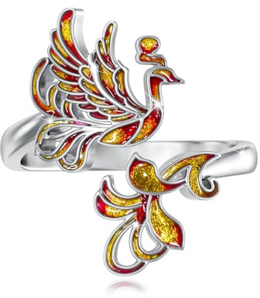 ABIGY Phönix Ring 925 Sterling Silber Phönix Schmuck Phönix Verstellbarer Ringe Feder Ring Tier Ringe für Damen