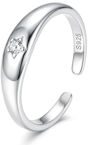 Milacolato S925 Sterling Silber Zehenringe für Frauen | Einstellbare Offene Kleine Ringe Opalstern Daisy Doppelt Gehämmerter Silber Zehenringe Sommer Strand Fuß Schmuck Geschenk