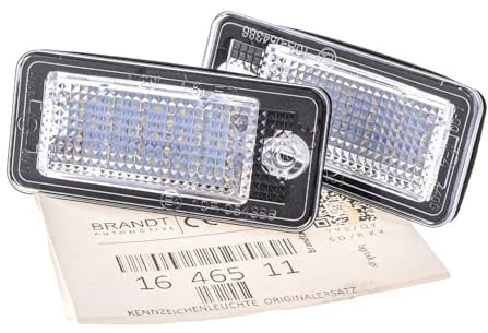 BRANDT Kennzeichenleuchten LED kompatibel mit Audi S3 A3 Cabrio 8P 3-Türer 8P1 Sportback 8PA A4 S4 RS4 B6 Avant 8E 01-04 B6 B7 02-09 A4 B7 8E 04-08 A5 S5 RS5 B8 Cabrio 8F7 Coupe 8T3 Sportback 8TA