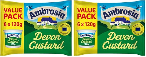 Ambrosia Devon Custard Dessert Pots, 6 x 120 g (2-Pack) | Rich & Creamy Texture, Enjoy Cold or Warm, Made with Real Cream & Milk, Perfectly Portioned for Sharing or Solo Treat