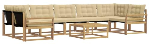 vidaXL Outdoor-Sofagarnitur 8 pcs Weiß und Beige 79 x 79 x 37 cm, Moderne Garten-Sofaset, wetterfeste Möbel, schicke Kollektion, bequemes Loungesofa für die Terrasse