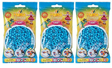 Hama Midi Beads, 3000 pcs (3x1000pcs) - Azur Blue, Brand: Hama