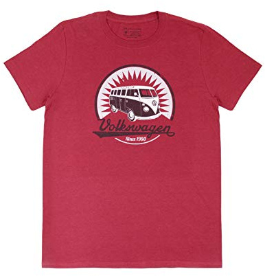 BRISA VW Collection - Volkswagen T-Shirt Unisex-Kurzarm & Rundkragen mit T1 Bulli Bus Motiv aus Baumwolle ohne Seitennähte (S-XXL)
