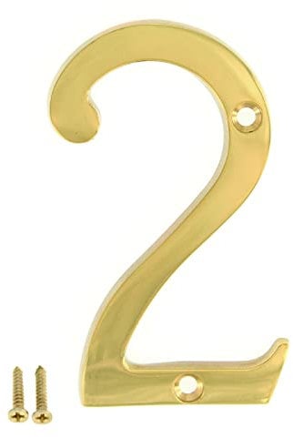 ZW Hardware A300 4 Inch(100mm) Bright Brass House Number 2