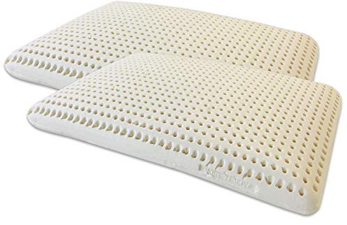 Marcapiuma - 1 Paar Kissen aus Naturlatex, Modell Seife, perforiertes Kopfkissen aus Latex, sehr atmungsaktiv, natürliche und gesunde Erholung, milbendicht, 100% Made in Italy