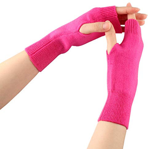 Larcele Kaschmir Damenwärmer Fingerlose Handschuhe BZST-02 (Rose Rot) MEHRWEG
