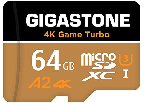 Gigastone 64GB Micro SD Card, 4K UHD Game Turbo, Nintendo-Switch Compatible, Read/Write 95/35 MB/s, A2 App Performance, UHS-I U3 C10 Class 10 Memory Card