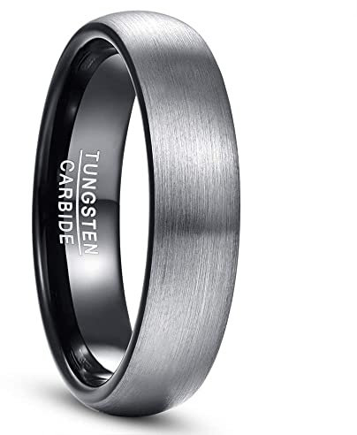 NUNCAD Ring Herren/Damen Wolframcarbid mit gebürsteter Oberfläche, Außenbreite 6mm bequem, Ehering_Partnerring_Men Schmuck Fashion Größe 56 (17.8)