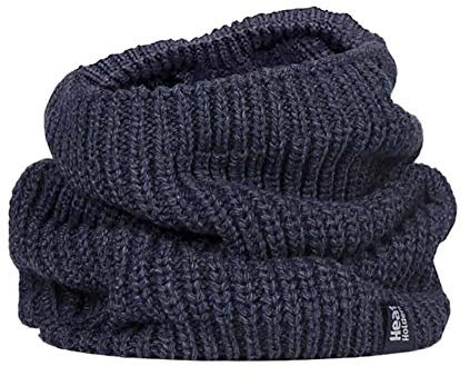 HEAT HOLDERS - Homme Épais Tricot Echarpe Tube Cache Cou Snood avec Doublé Polaire (One Size, Navy (Larvic))