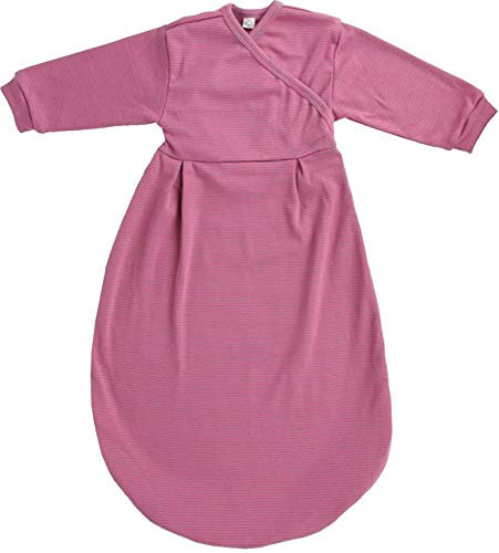 Popolini Felinchen Schlafsack Bio-Baumwolle (Pink-Grau gestreift, 74/80)