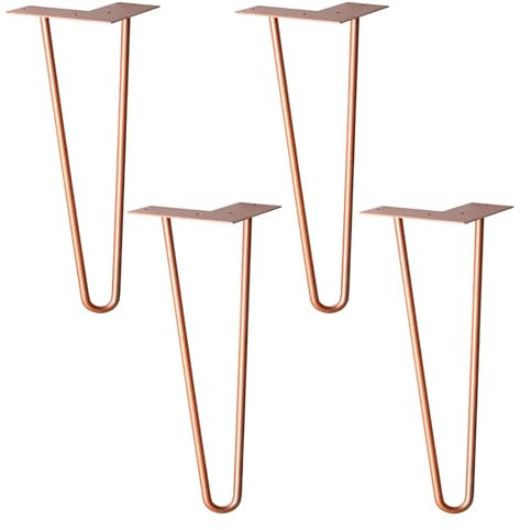 WAGNER Möbelbeine/Tischbeine/Möbelfüße - Hairpin Legs 4er Set - Retro - Stahl pulverbeschichtet Kupfer, 12 x 12 x 40 cm, Beine konisch/schräg verlaufend, integrierte Anschraubplatte - 12824404