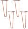 WAGNER Möbelbeine/Tischbeine/Möbelfüße - Hairpin Legs 4er Set - Retro - Stahl pulverbeschichtet Kupfer, 12 x 12 x 40 cm, Beine konisch/schräg verlaufend, integrierte Anschraubplatte - 12824404