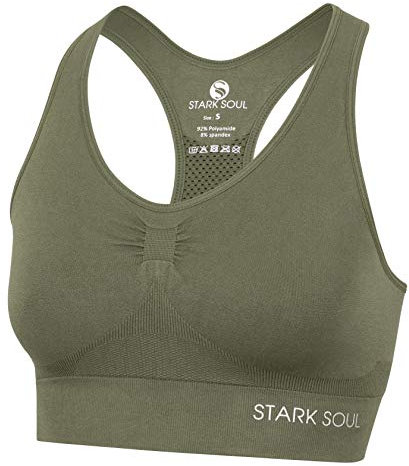 STARK SOUL Bra Light Support - Sport BH doppellagig für Damen - Khaki - Größe L