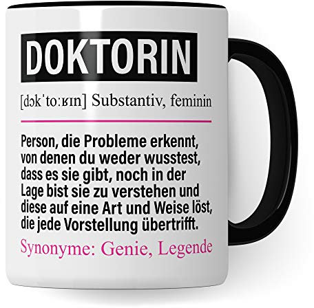 Pagma Druck Tasse Doktorin lustig, Doktorin Geschenk, Spruch Doktorand Doktortitel Kaffeebecher Geschenkidee, Kaffeetasse Beruf Doktorarbeit Promotion Promovieren Teetasse Dissertation Becher