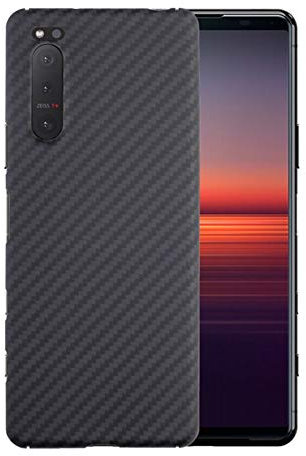 qichenlu Kugelsicher Aramidfaser Schwarz Aramid Hülle für Xperia 5 II,Militärstandard Stoßfest Extrem Dünn Cover Case Hartschale für Xperia 5 II
